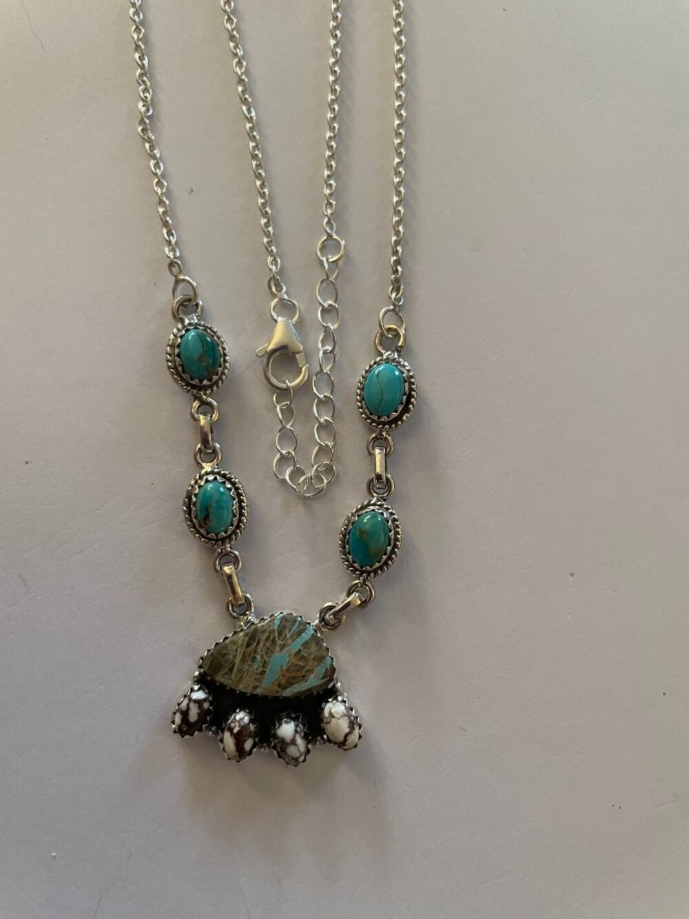 NEW Sterling Silver Turquoise Necklace Dainty Minimalist Lightweight 16.5-18.5"